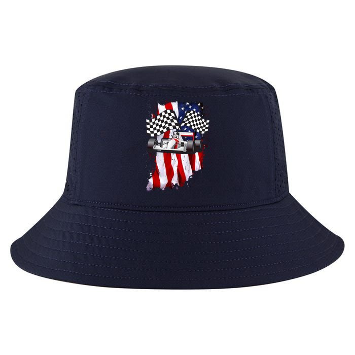 American Racing Car Flag Cool Comfort Performance Bucket Hat