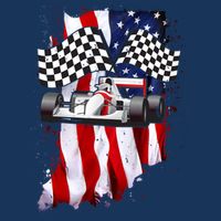 American Racing Car Flag 7 Panel Mesh Trucker Snapback Hat
