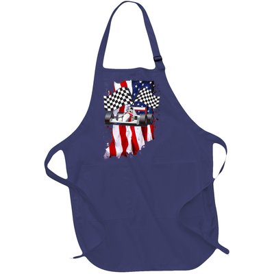 American Racing Car Flag Full-Length Apron With Pockets