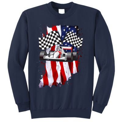 American Racing Car Flag Sweatshirt