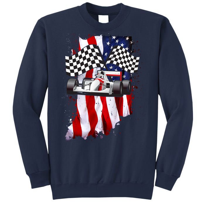 American Racing Car Flag Sweatshirt