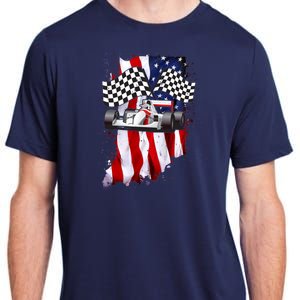 American Racing Car Flag Adult ChromaSoft Performance T-Shirt