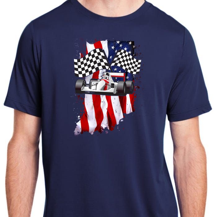 American Racing Car Flag Adult ChromaSoft Performance T-Shirt