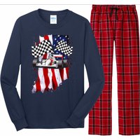 American Racing Car Flag Long Sleeve Pajama Set