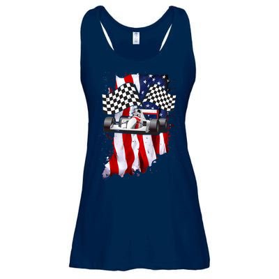 American Racing Car Flag Ladies Essential Flowy Tank