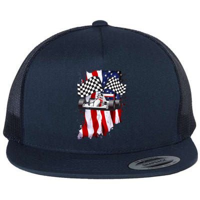 American Racing Car Flag Flatbill Hat