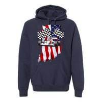 American Racing Car Flag Premium Hoodie