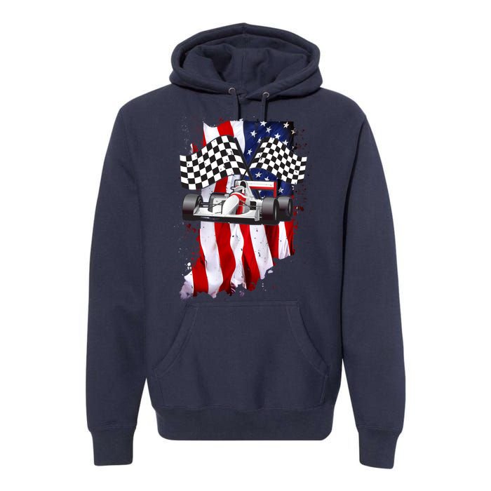 American Racing Car Flag Premium Hoodie