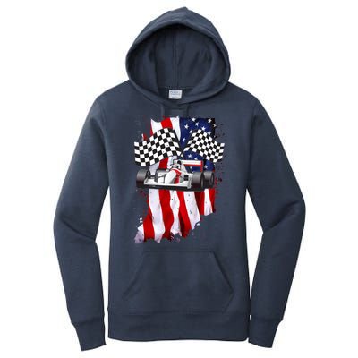 American Racing Car Flag Women's Pullover Hoodie