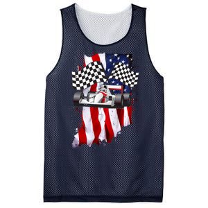 American Racing Car Flag Mesh Reversible Basketball Jersey Tank