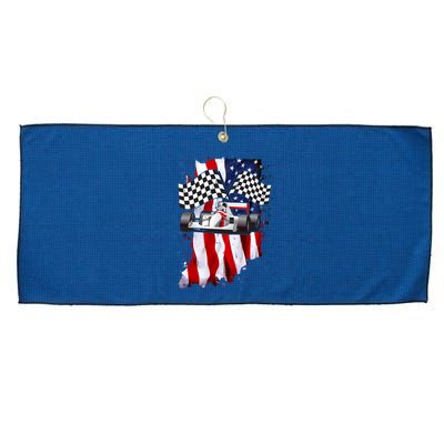 American Racing Car Flag Large Microfiber Waffle Golf Towel