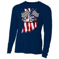 American Racing Car Flag Cooling Performance Long Sleeve Crew