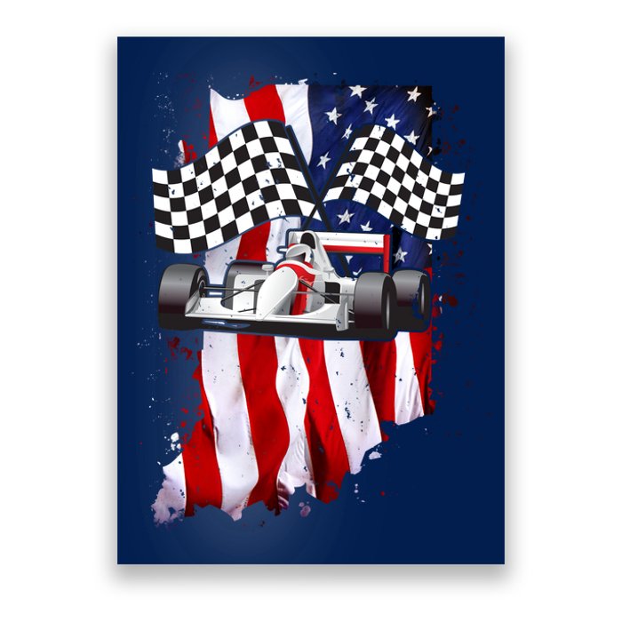 American Racing Car Flag Poster