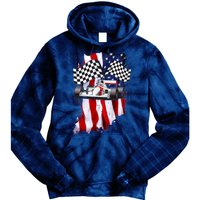 American Racing Car Flag Tie Dye Hoodie