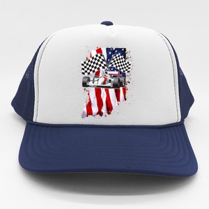 American Racing Car Flag Trucker Hat