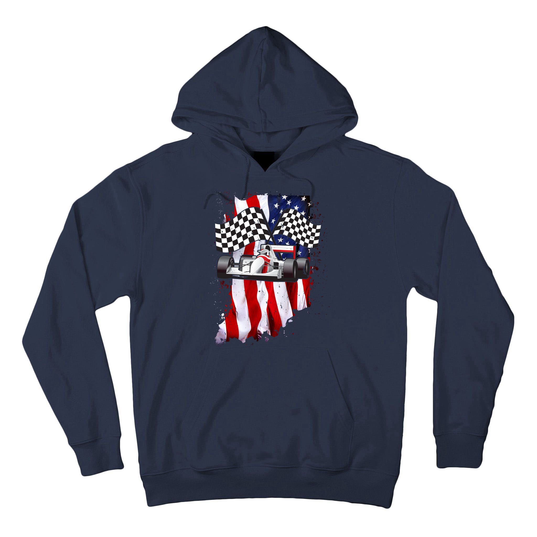American Racing Car Flag Tall Hoodie