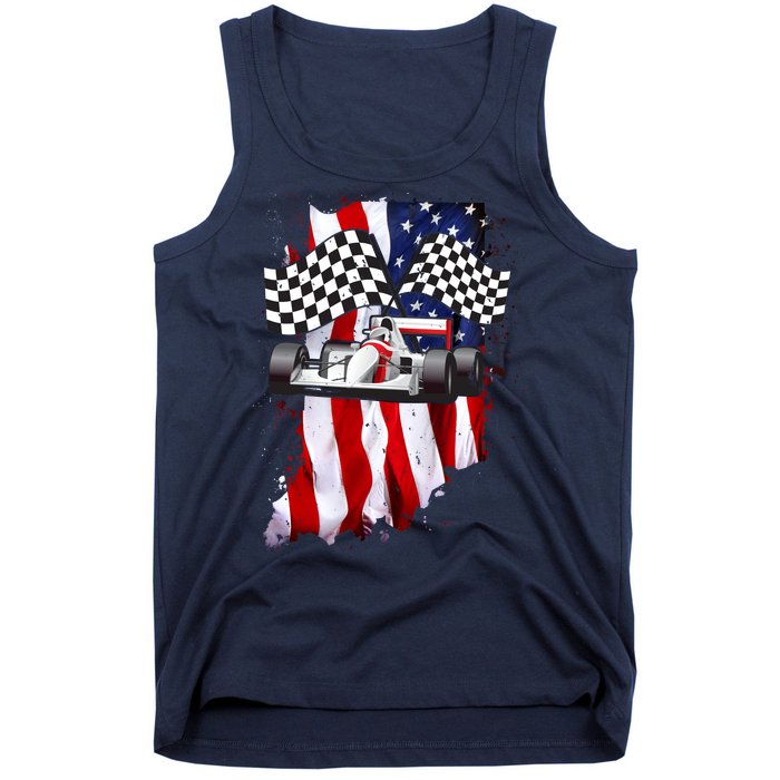 American Racing Car Flag Tank Top