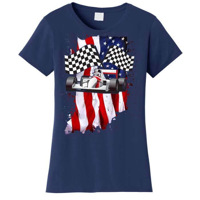 American Racing Car Flag Women's T-Shirt