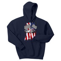 American Racing Car Flag Kids Hoodie