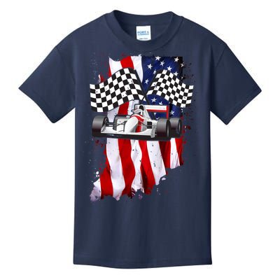 American Racing Car Flag Kids T-Shirt