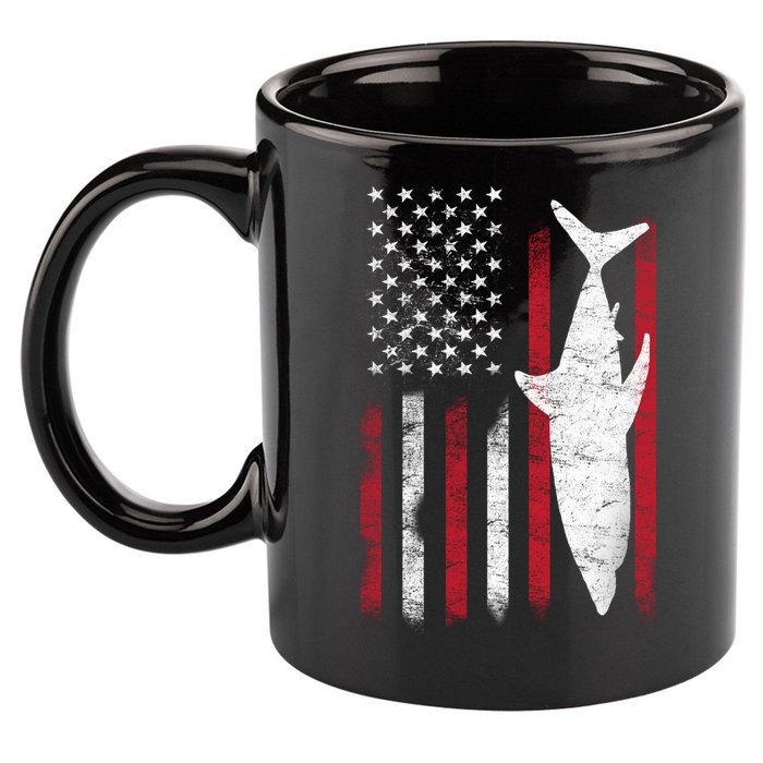 American Shark Flag 11oz C Handle Ceramic Mug