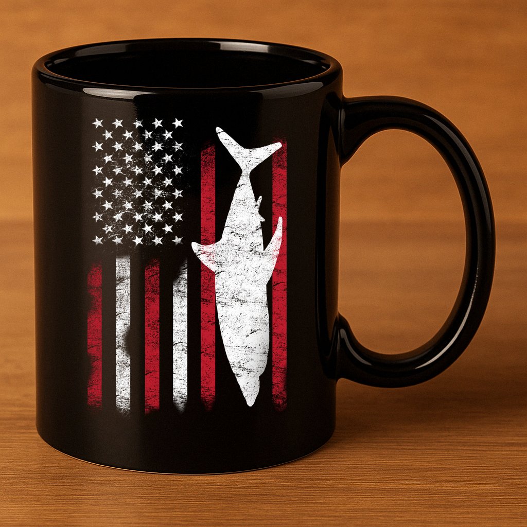 American Shark Flag 11oz C Handle Ceramic Mug