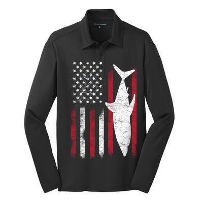 American Shark Flag Silk Touch Performance Long Sleeve Polo