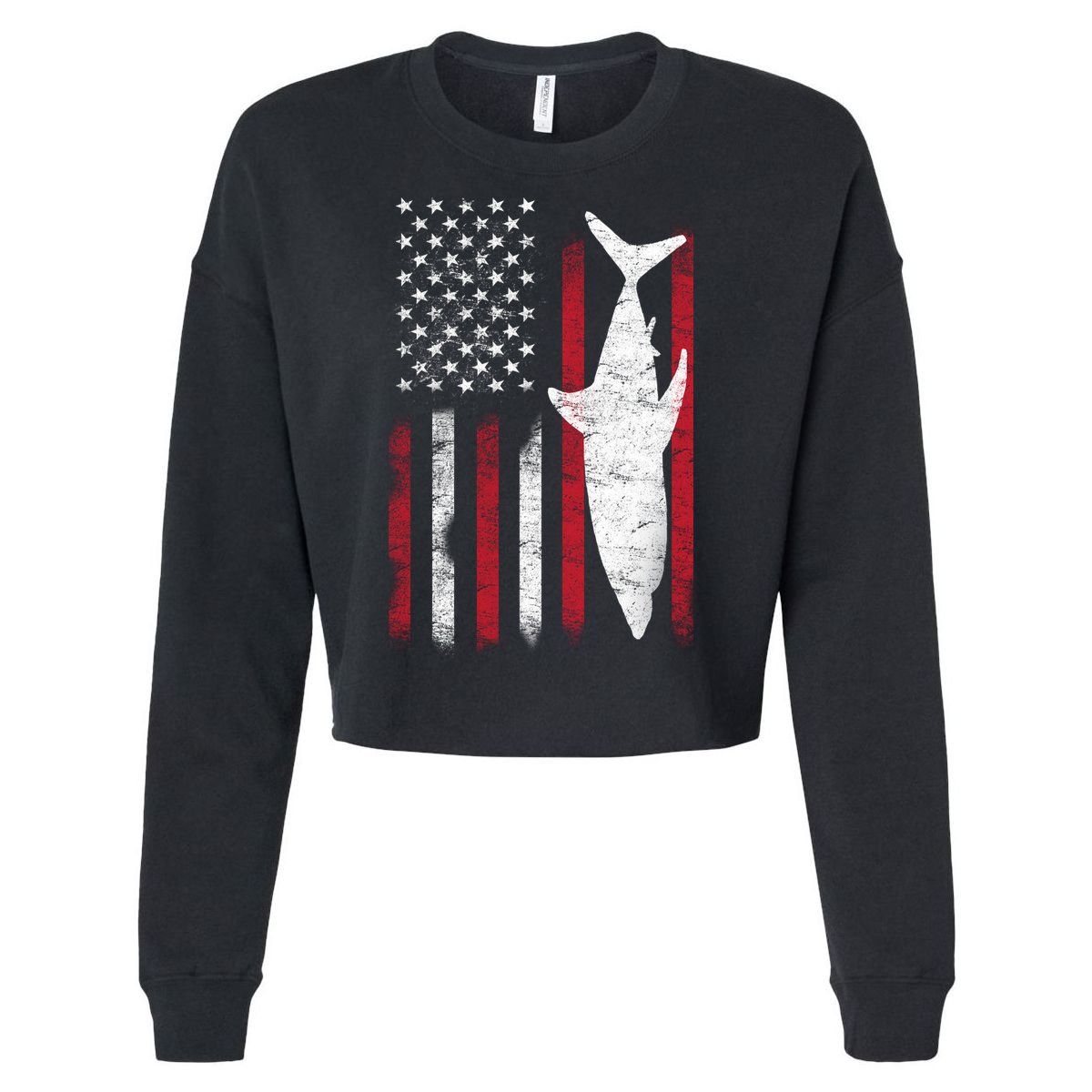 American Shark Flag Cropped Pullover Crew