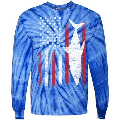 American Shark Flag Tie-Dye Long Sleeve Shirt