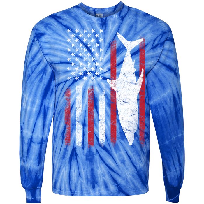 American Shark Flag Tie-Dye Long Sleeve Shirt