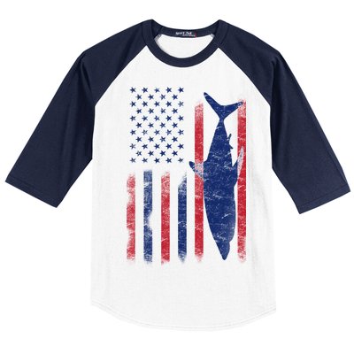 American Shark Flag Baseball Sleeve Shirt