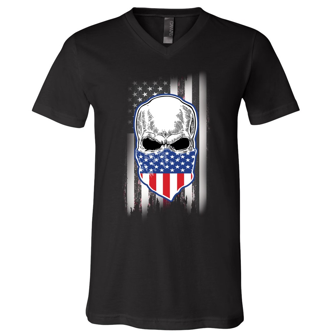 American Skull Bandana V-Neck T-Shirt