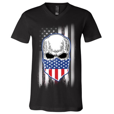 American Skull Bandana V-Neck T-Shirt