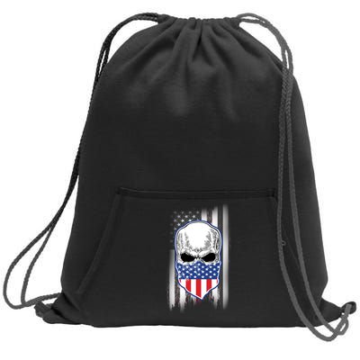 American Skull Bandana Sweatshirt Cinch Pack Bag