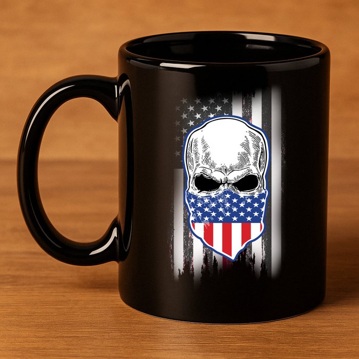 American Skull Bandana 11oz C Handle Ceramic Mug