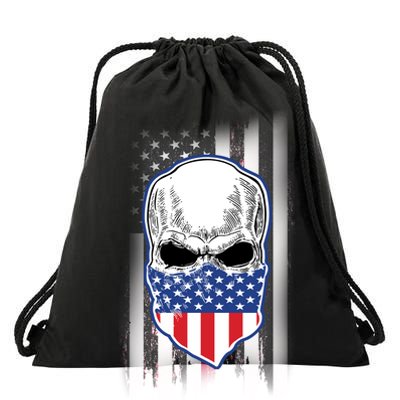 American Skull Bandana Drawstring Bag