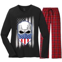 American Skull Bandana Women's Long Sleeve Flannel Pajama Set 