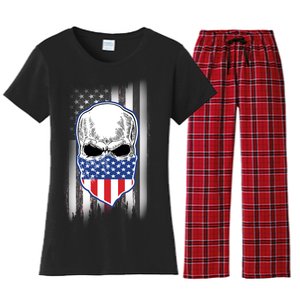 American Skull Bandana Women's Flannel Pajama Set