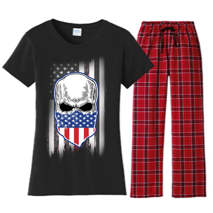 American Skull Bandana Women's Flannel Pajama Set