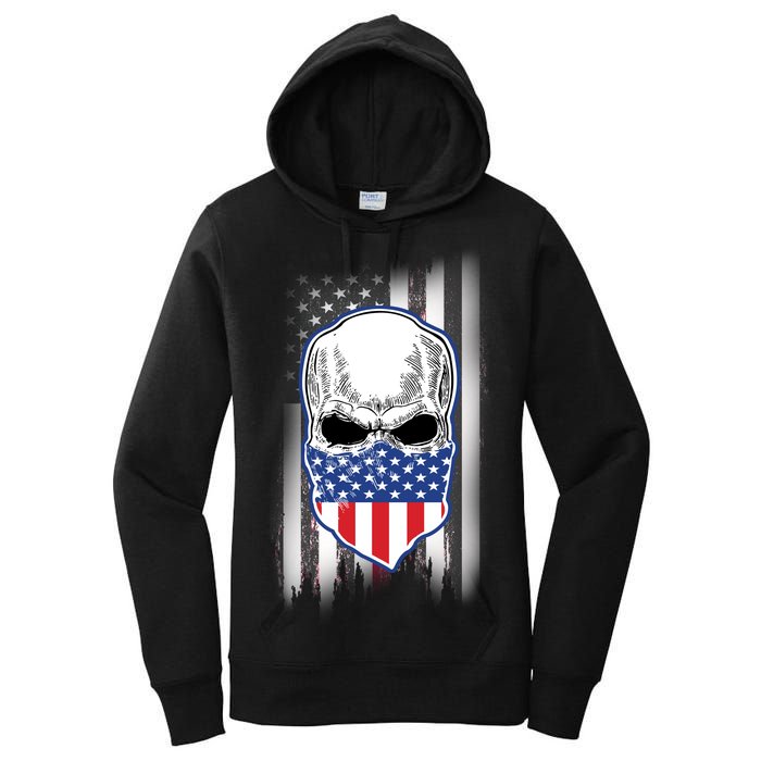 American Skull Bandana Women's Pullover Hoodie