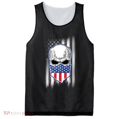 American Skull Bandana Mesh Reversible Basketball Jersey Tank