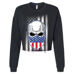 American Skull Bandana Cropped Pullover Crew