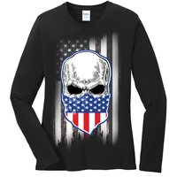 American Skull Bandana Ladies Long Sleeve Shirt