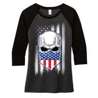 American Skull Bandana Women's Tri-Blend 3/4-Sleeve Raglan Shirt