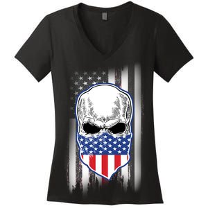 American Skull Bandana Women's V-Neck T-Shirt