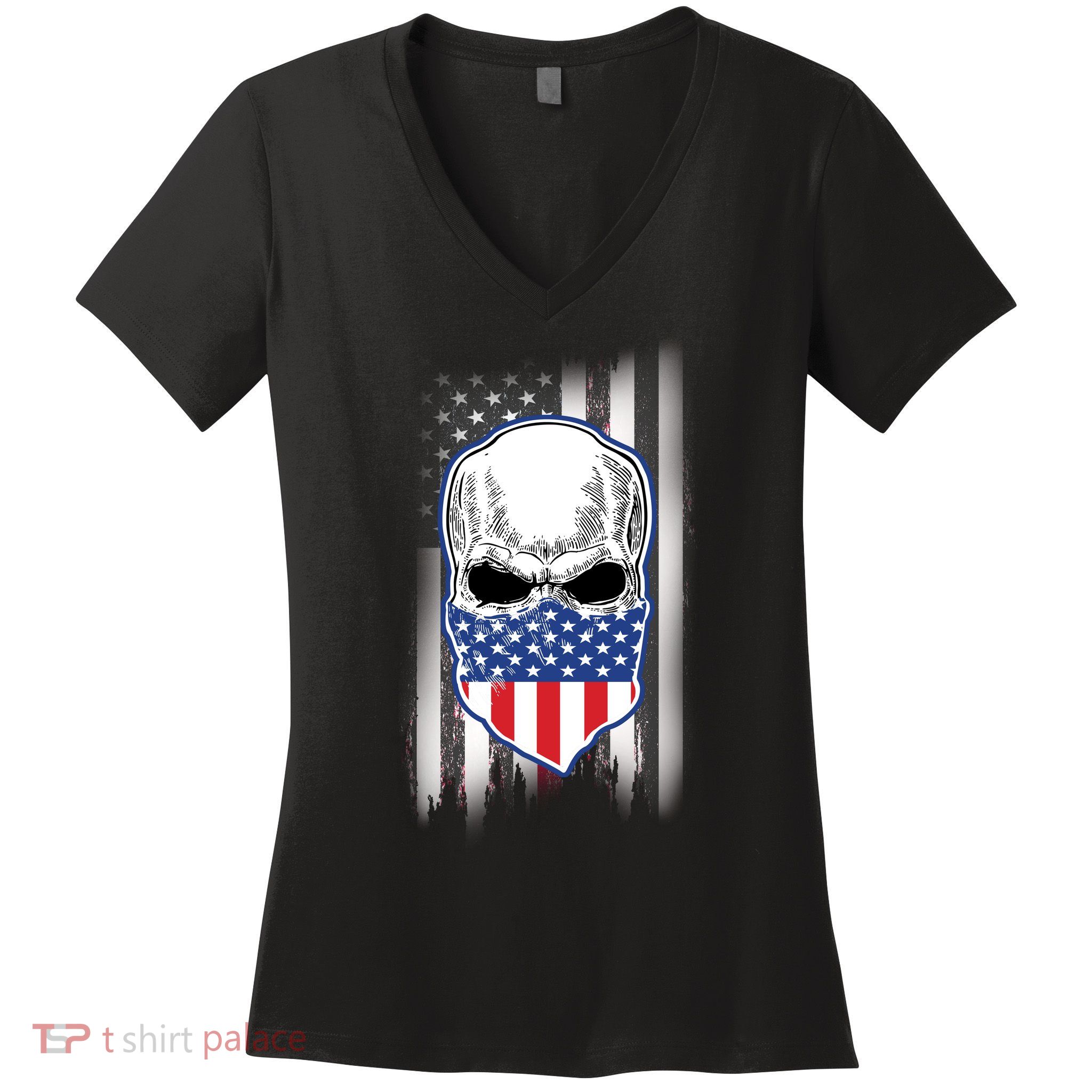 American Skull Bandana Women's V-Neck T-Shirt