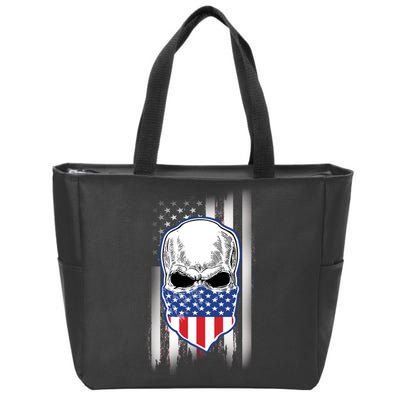 American Skull Bandana Zip Tote Bag