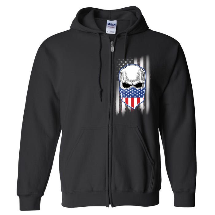 American Skull Bandana Full Zip Hoodie