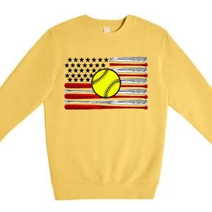 American Softball Flag Premium Crewneck Sweatshirt