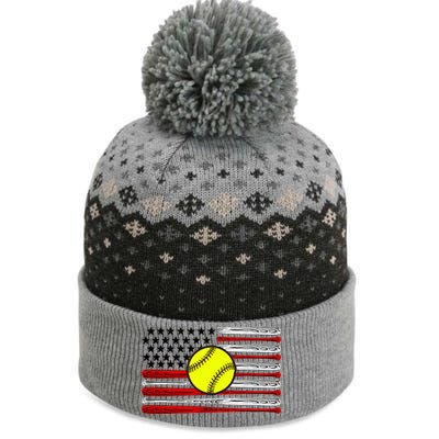 American Softball Flag The Baniff Cuffed Pom Beanie